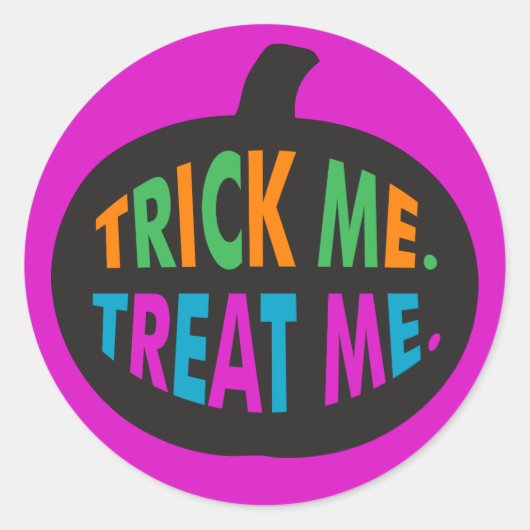 Trick Me Treat Me, Halloween Multi-Color Ronde Sticker (Voorkant)
