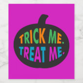Trick Me Treat Me, Halloween Multi-Color Wijn Etiket (Enkel label)