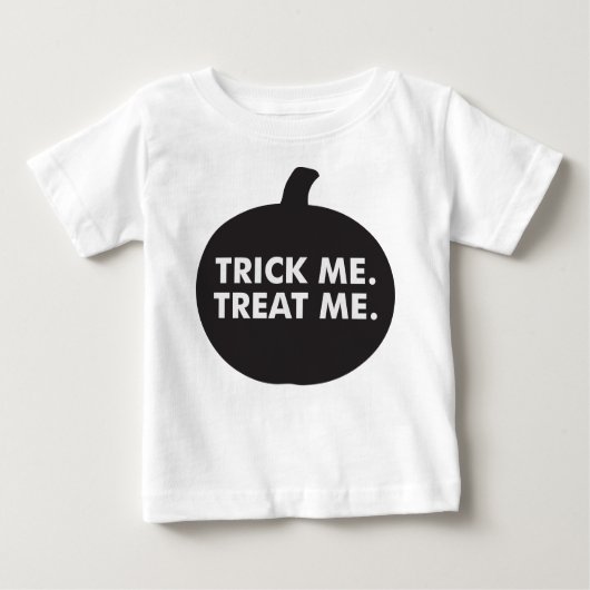 Trick me Treat me, zwarte witte Baby T-shirt (Voorkant)