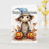 Trick of behandeling Halloween vogelverschrikker Kaart (Gele Bloem)