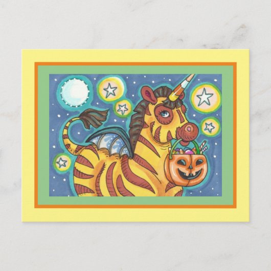 TRICK- OF BEHANDELINGSBBT-ZEBRA, HALLOEEN SNOEP BRIEFKAART (Voorkant)