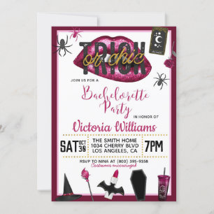 Trick of Chic Halloween Bachelorette Invitation Kaart