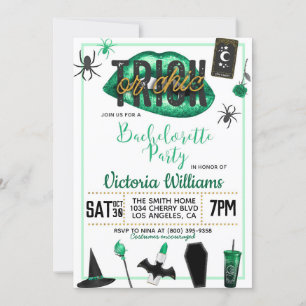 Trick of Chic Halloween Bachelorette Invitation Kaart