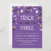 Trick of Drie Halloween 3e Verjaardag uitnodiging (Voorkant)