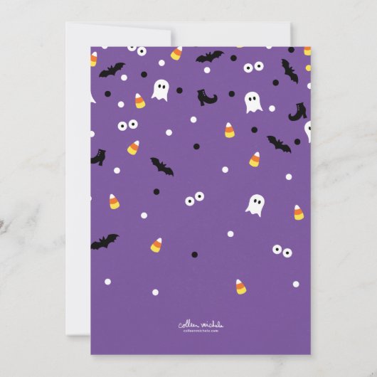 Trick of Drie Halloween 3e Verjaardag uitnodiging (Achterkant)