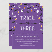 Trick of Drie Halloween 3e Verjaardag uitnodiging (Voorkant / Achterkant)