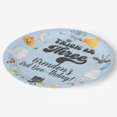 Trick of drie Halloween jongen verjaardagspapier b Papieren Bordje (Gekanteld)