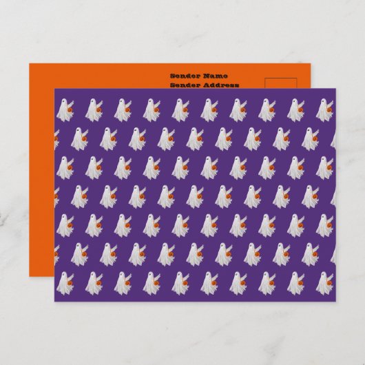 Trick of het behandelen van spook met pompoen Snoe Briefkaart (Voorkant / Achterkant)
