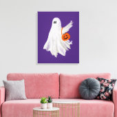 Trick of het behandelen van spook met pompoen Snoe Canvas Afdruk (Insitu (Woonkamer))