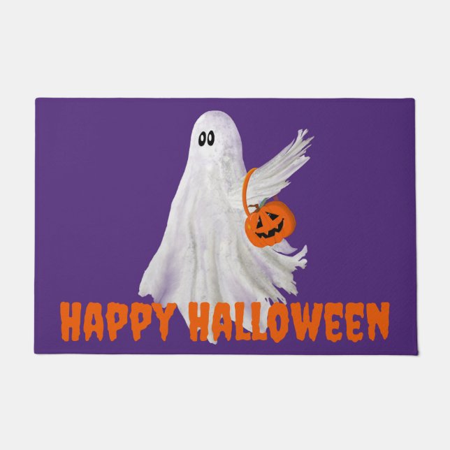 Trick of het behandelen van spook met pompoen Snoe Deurmat (Voorkant)