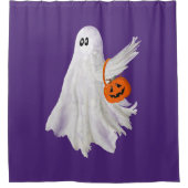 Trick of het behandelen van spook met pompoen Snoe Douchegordijn (Voorkant)