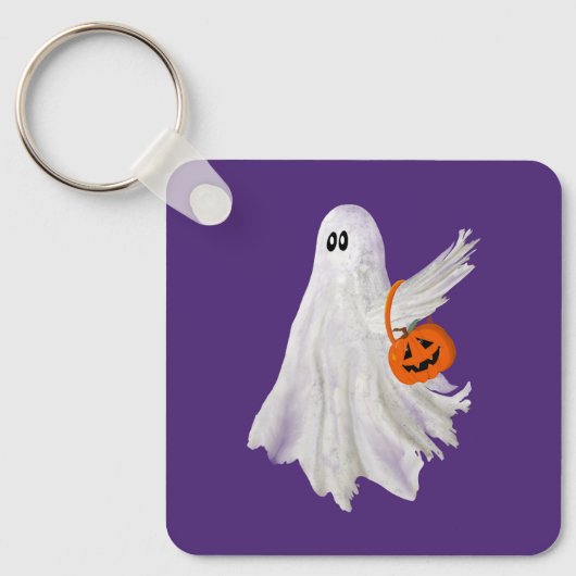 Trick of het behandelen van spook met pompoen Snoe Sleutelhanger (Voorkant)