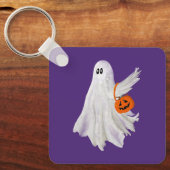 Trick of het behandelen van spook met pompoen Snoe Sleutelhanger (Voorkant)