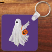Trick of het behandelen van spook met pompoen Snoe Sleutelhanger (Achterkant)