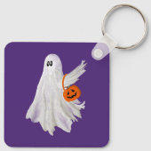 Trick of het behandelen van spook met pompoen Snoe Sleutelhanger (Achterkant)
