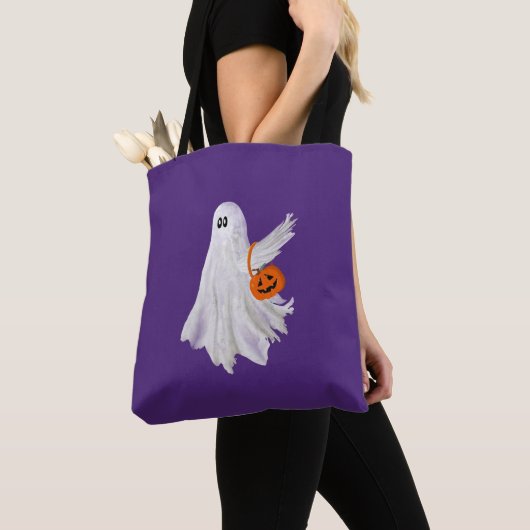 Trick of het behandelen van spook met pompoen Snoe Tote Bag (Dichtbij)