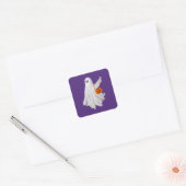 Trick of het behandelen van spook met pompoen Snoe Vierkante Sticker (Envelop)