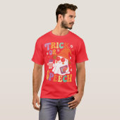 Trick of Spraak Halloween SLP Retro Spraaktherapie T-shirt (Voorkant volledig)