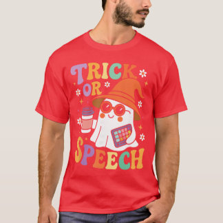 Trick of Spraak Halloween SLP Retro Spraaktherapie T-shirt