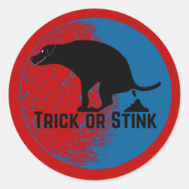 Trick of Stink Pooping Dog Ronde Sticker