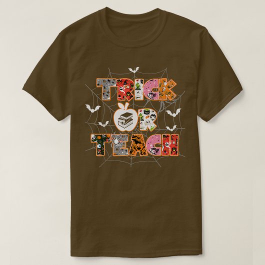 Trick of Teach grappig Halloween leraar T-shirt (Design voorkant)