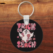 Trick of Teach Groovy Ghost met  bloemen K Sleutelhanger (Voorkant)