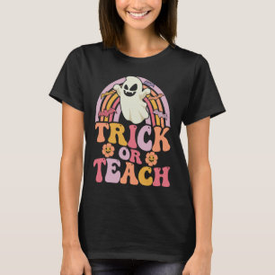 Trick of Teach Groovy Rainbow Ghost Halloween T-shirt