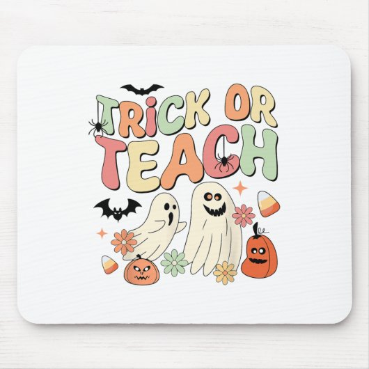 Trick of Teach Halloween leraar Groovy Retro Pump Muismat (Voorkant)