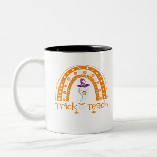 Trick of Teach Halloween leraar regenbooggastheer Tweekleurige Koffiemok