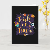 Trick of Teach Halloween School bijvoorbeeld Kaart (Gele Bloem)