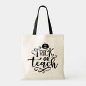 Trick of Teach Modern Halloween Pumpkin leraar Tote Bag (Achterkant)