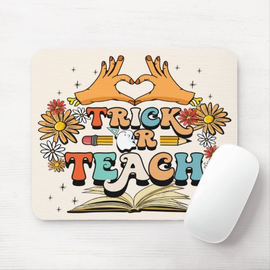Trick of Teach Mousepad,Funny Teacher for Hallowen Muismat (Met muis)