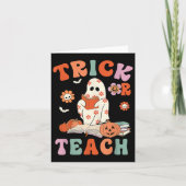 Trick of Teach Retro Groovy Floral Ghost Teacher H Kaart (Voorkant)