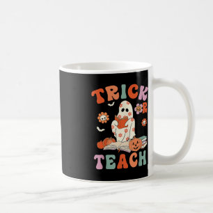 Trick of Teach Retro Groovy Floral Ghost Teacher H Koffiemok