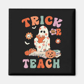 Trick of Teach Retro Groovy Floral Ghost Teacher H Magneet (Voorkant)