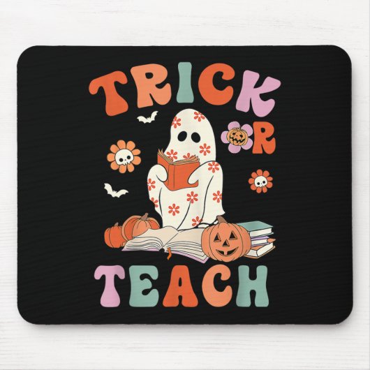 Trick of Teach Retro Groovy Floral Ghost Teacher H Muismat (Voorkant)