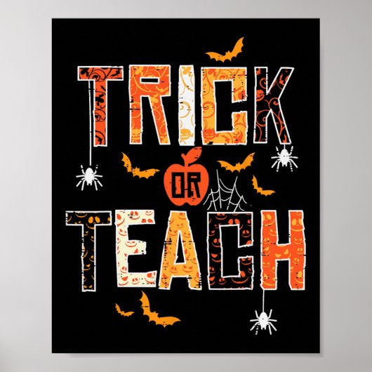 Trick of Teach Retro Halloween leraar vrouwen Man Poster (Voorkant)