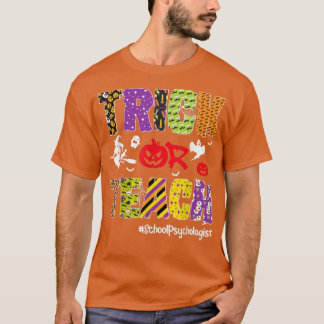 Trick of Teach School psycholoog Halloween Skele T-shirt