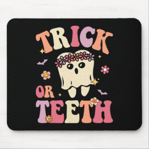 Trick of Teeth Ghost Groovy Dental Halloween Treat Muismat