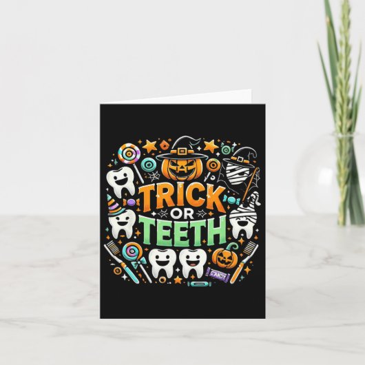 Trick of Teeth Grappige Tandarts Halloween Dental Kaart (Voorkant)