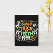 Trick of Teeth Grappige Tandarts Halloween Dental Kaart (Gele Bloem)