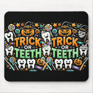 Trick of Teeth Grappige Tandarts Halloween Dental Muismat