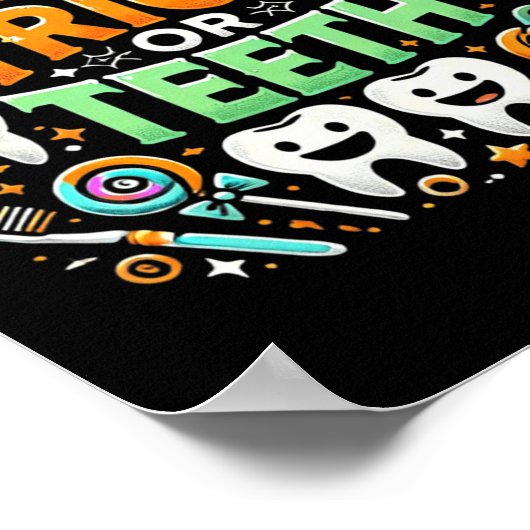 Trick of Teeth Grappige Tandarts Halloween Dental Poster (Hoek)