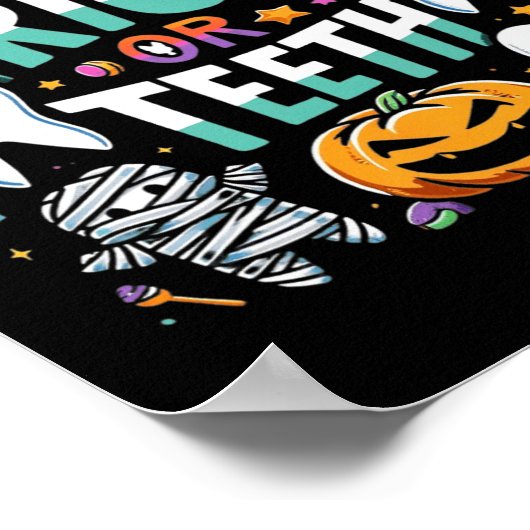 Trick of Teeth Grappige Tandarts Halloween Dental Poster (Hoek)