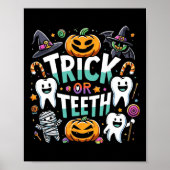 Trick of Teeth Grappige Tandarts Halloween Dental  Poster (Voorkant)