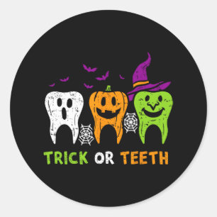 Trick of Teeth Grappige Tandheelkundige Squad Hall Ronde Sticker