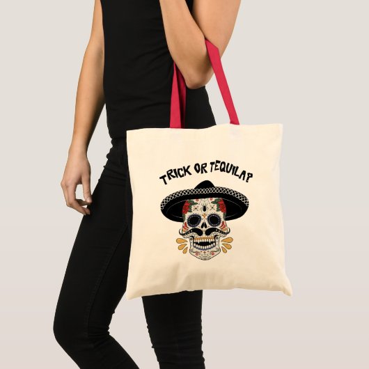 Trick of Tequila Sugar Skull Halloween Gift Tote Bag (Voorkant (product))