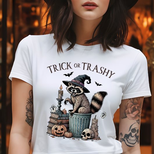 Trick of Trashy Raccoon Halloween T-shirt