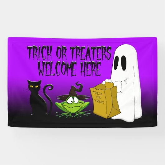 Trick of Treers Welkom Halloween Purpl Banner (Horizontaal)