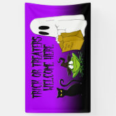Trick of Treers Welkom Halloween Purpl Banner (Verticaal)